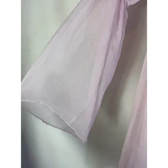 Y2K Baby Doll Fairy Angel Sheer Mesh Milk Maid Top Shirt Pink Medium Princess - Picture 4 of 5